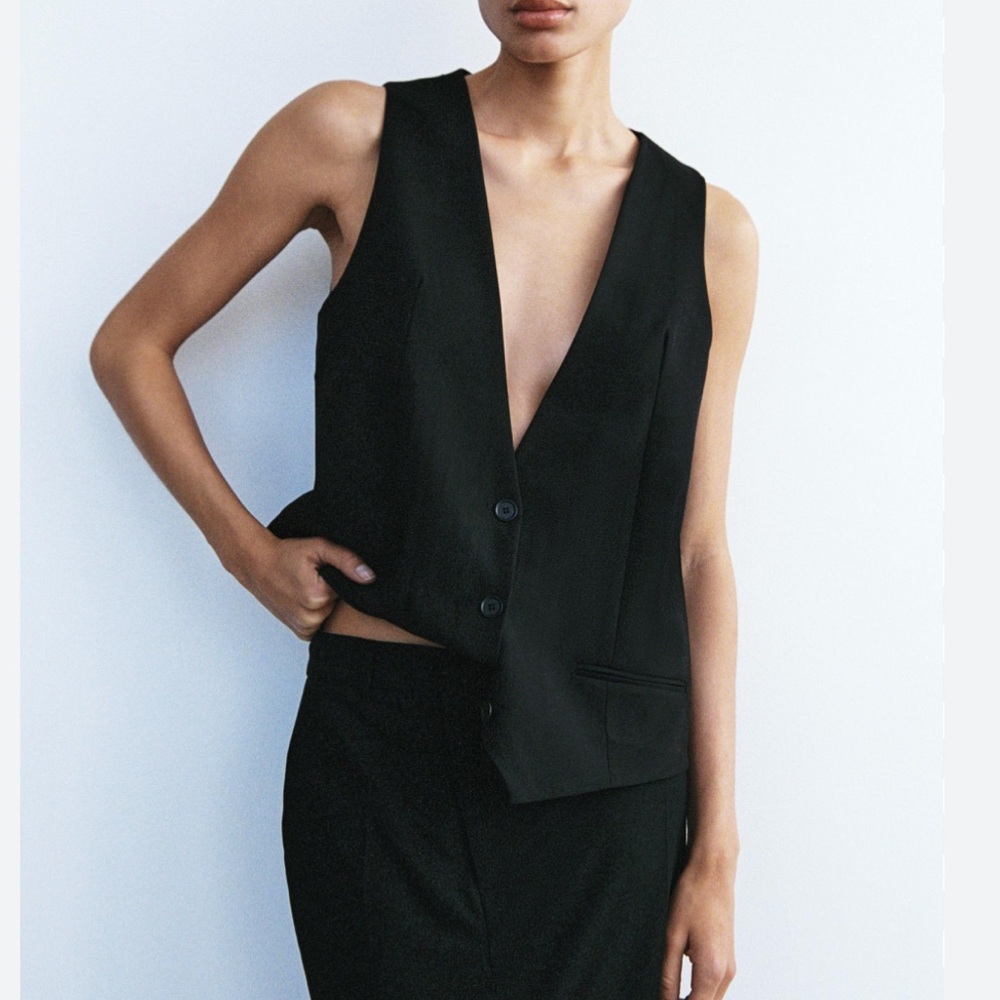 Zara Satin Back Vest  Black M